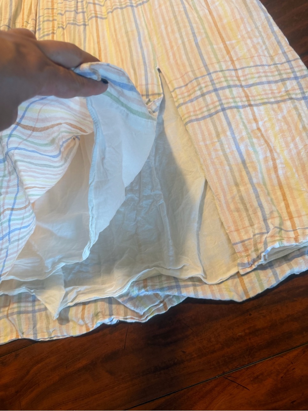 Madewell Cream Midi Dress with Pastel Blue & Pale Pink Plaid - Picture 5 of 13